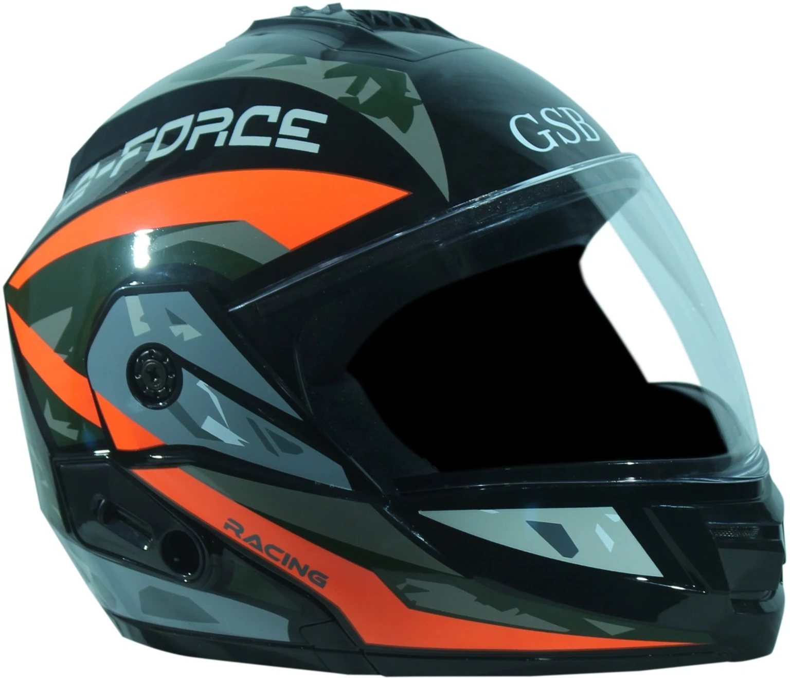 G- FORCE FLIPUP BLACK(ORANGE STICKER) HELMET Motorbike Helmet (Black, Orange)