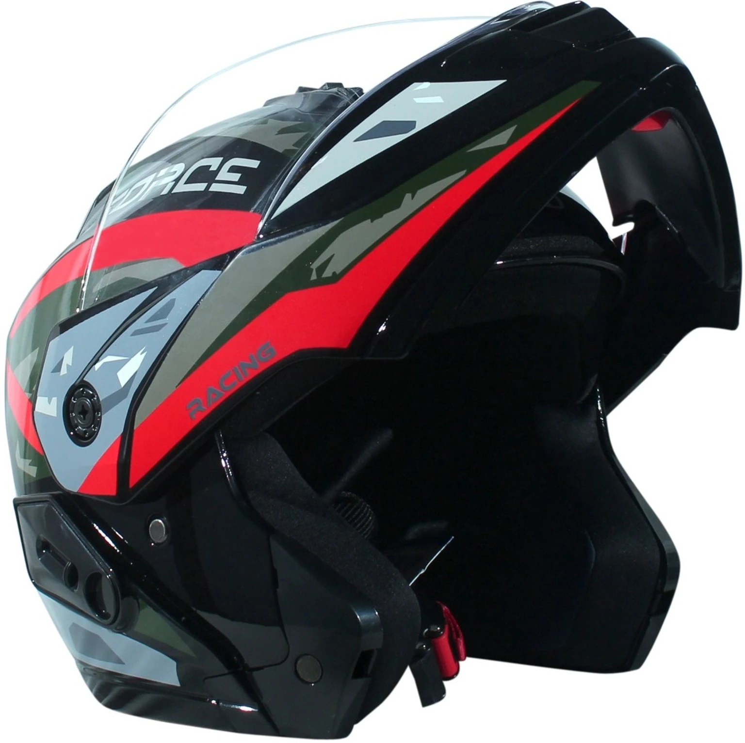 G- FORCE FLIPUP BLACK(RED STICKER) HELMET Motorbike Helmet (Black, Red)